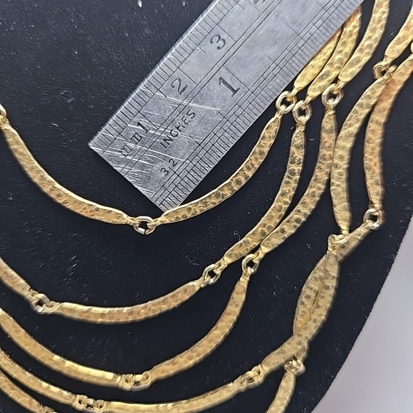 Vintage Gold Tone Five Strand Necklace Graduated Length Mid Century Mod 1960s - Picture 4 of 9